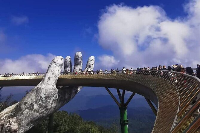 GOLDEN BRIDGE &MARBLE MOUNTAIN-AM PHU CAVE(Hell Cave)Private Tour - Golden Bridge Photo Time: Giant Hands, Gardens, and Linh Ung Pagoda
