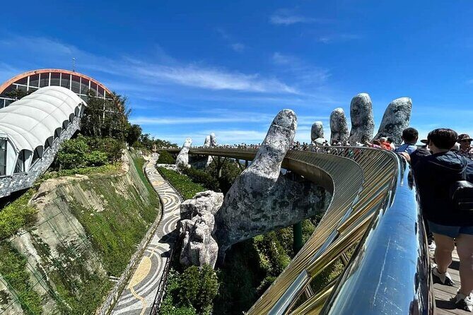 GOLDEN BRIDGE &MARBLE MOUNTAIN-AM PHU CAVE(Hell Cave)Private Tour - Second Cable Car and the French Village Stops You’ll Be Glad You Included