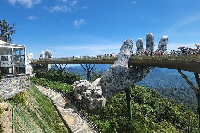 GOLDEN BRIDGE &MARBLE MOUNTAIN-AM PHU CAVE(Hell Cave)Private Tour - Marble Mountains: Five Elements, Caves, and Views Worth the Steps