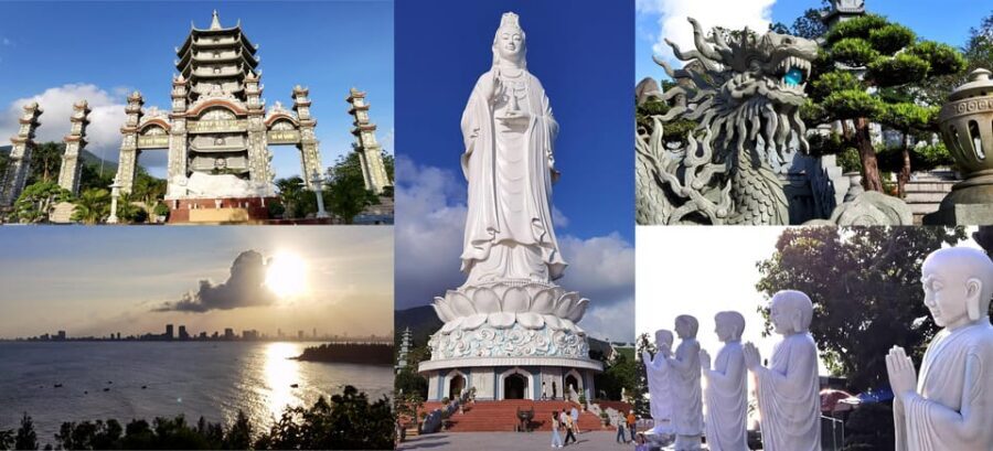 Marble Mountains - Lady Buddha - Coconut Village & Hoi An - Monkey Mountain and Linh Ung Pagoda: the 67m Lady Buddha you can actually measure