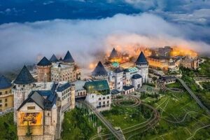 Sunrise My Son-Golden Bridge-Dragon Bridge Show & Seafood Meals - Ba Na Hills: cable car, French-style zones, and a “four seasons” vibe
